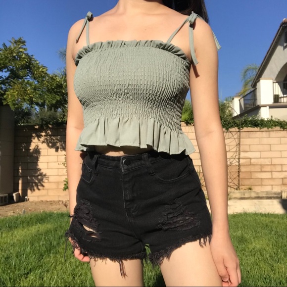 Light Green Tie Top - Picture 1 of 2